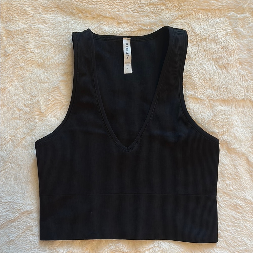 Athleta Black Fitted Crop Tank Top
